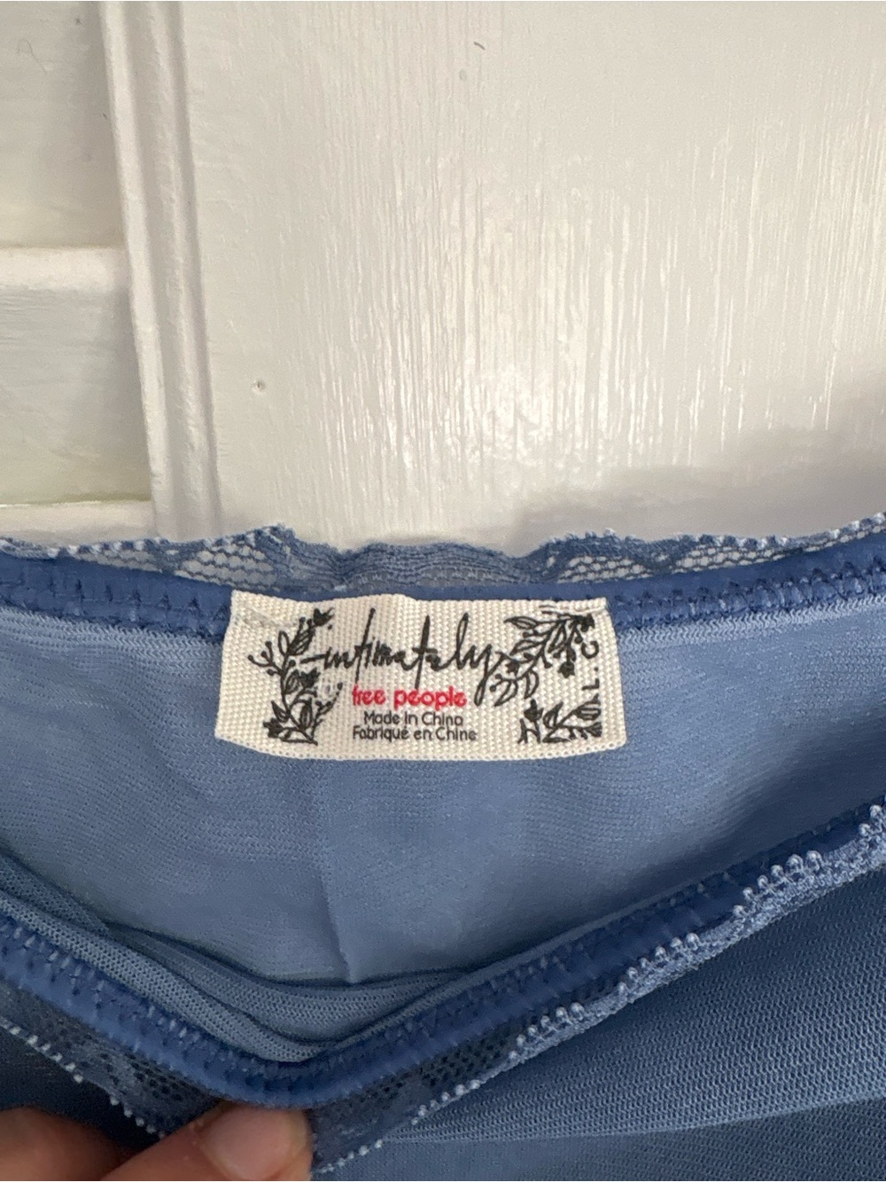 Free People Sheer Blue Lace-Trim Slip Skirt - Picture 2 of 3